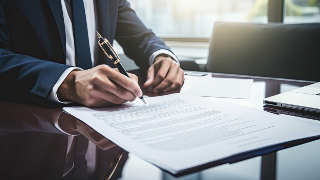 Mortgage underwriter reviewing financial documents for loan approval